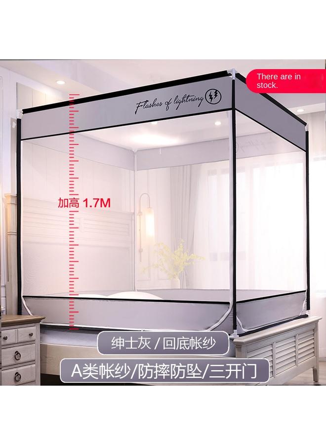 Bluejw 2022 Bed-style Square Top Anti-drop Mosquito Net Wholesale Three-door Zipper Seat Bed Tone Household Children's Anti-drop Text Tone - Image 1