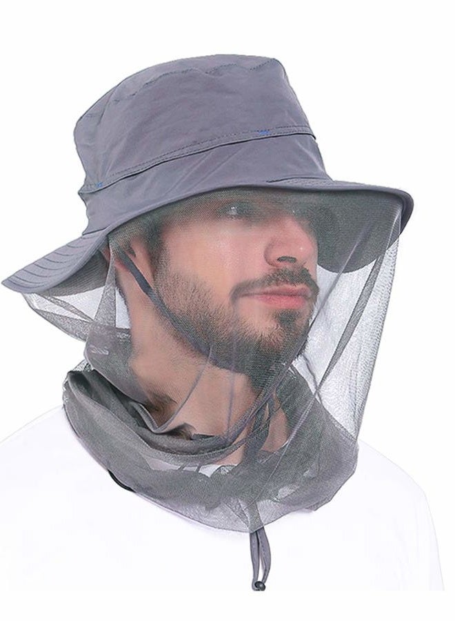 Venterior Head Net Hat - Safari Hat Sun Hat Bucket Hat Fishing Hat with Netting Net Mesh for Men/Women, Dark Gray, One size - Image 1