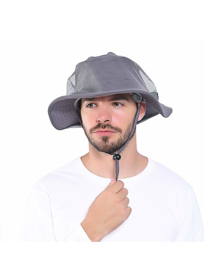 Venterior Head Net Hat - Safari Hat Sun Hat Bucket Hat Fishing Hat with Netting Net Mesh for Men/Women, Dark Gray, One size - Image 4
