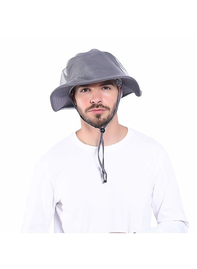 Venterior Head Net Hat - Safari Hat Sun Hat Bucket Hat Fishing Hat with Netting Net Mesh for Men/Women, Dark Gray, One size - Image 5