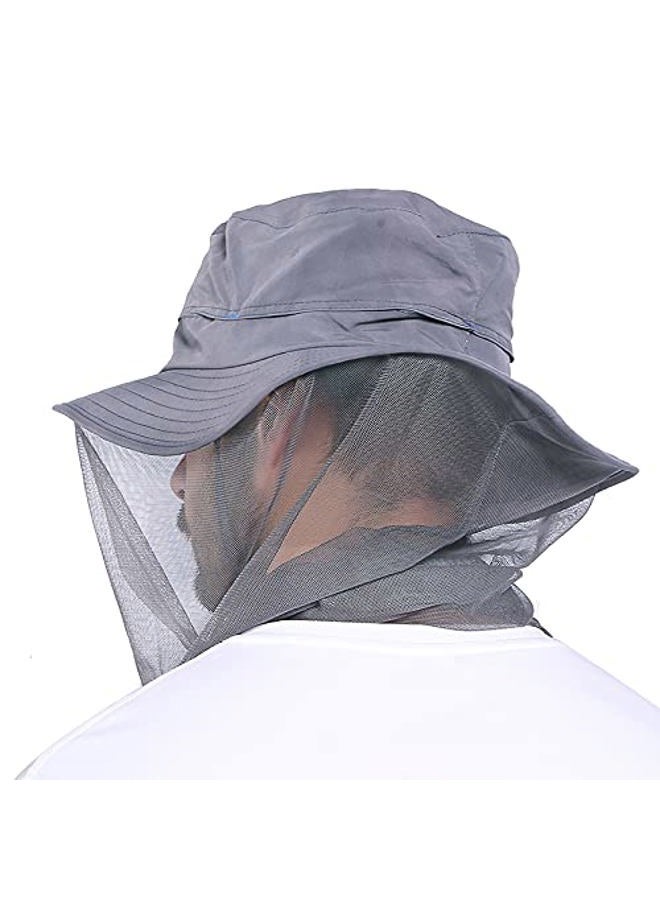 Venterior Head Net Hat - Safari Hat Sun Hat Bucket Hat Fishing Hat with Netting Net Mesh for Men/Women, Dark Gray, One size - Image 2