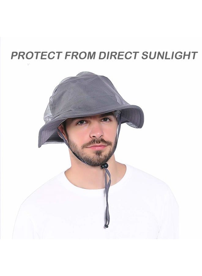 Venterior Head Net Hat - Safari Hat Sun Hat Bucket Hat Fishing Hat with Netting Net Mesh for Men/Women, Dark Gray, One size - Image 3