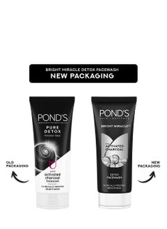 PONDS Ponds Bright Miracle Detox Facewash 10X Power of Activated Charcoal For Deep Cleaned Skin Reveals Glow, Pollution Clear Face Wash 200gm  - Image 2