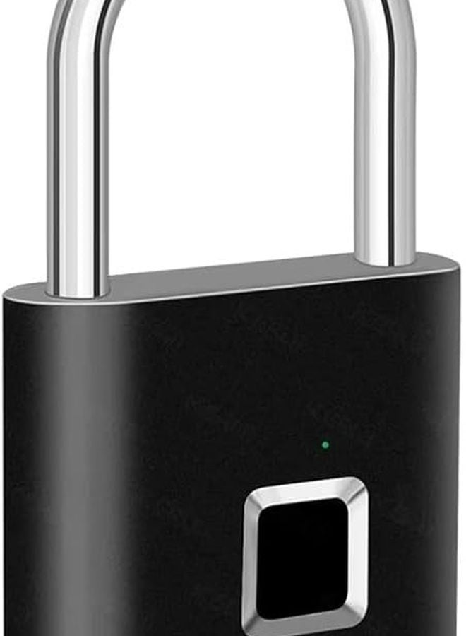 Black Keyless USB Rechargeable Fingerprint Smart Home Padlock Waterproof Door Lock Portable Anti Theft - Image 2