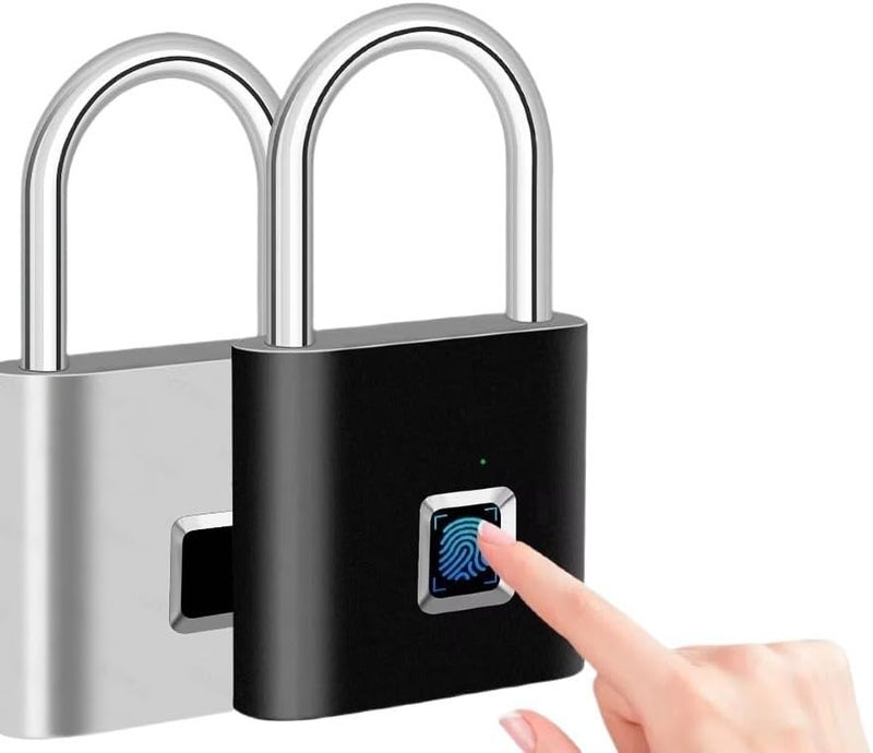 Black Keyless USB Rechargeable Fingerprint Smart Home Padlock Waterproof Door Lock Portable Anti Theft - Image 3