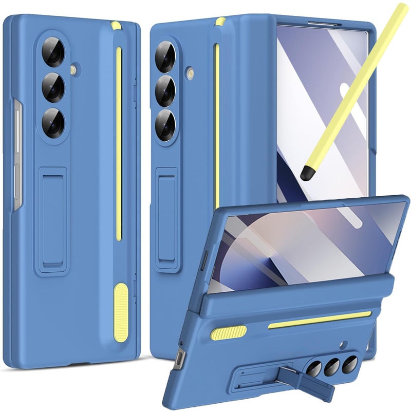 NINKI for Samsung Galaxy Z Fold 7 Case with S Pen Holder and Hidden Kickstand,Built-in Stylus Drop-Proof Hinge Screen Protector Phone Cover for Samsung Z Fold7 Case with S Pen Slot & Stand â€“ Sky Blue - Image 1