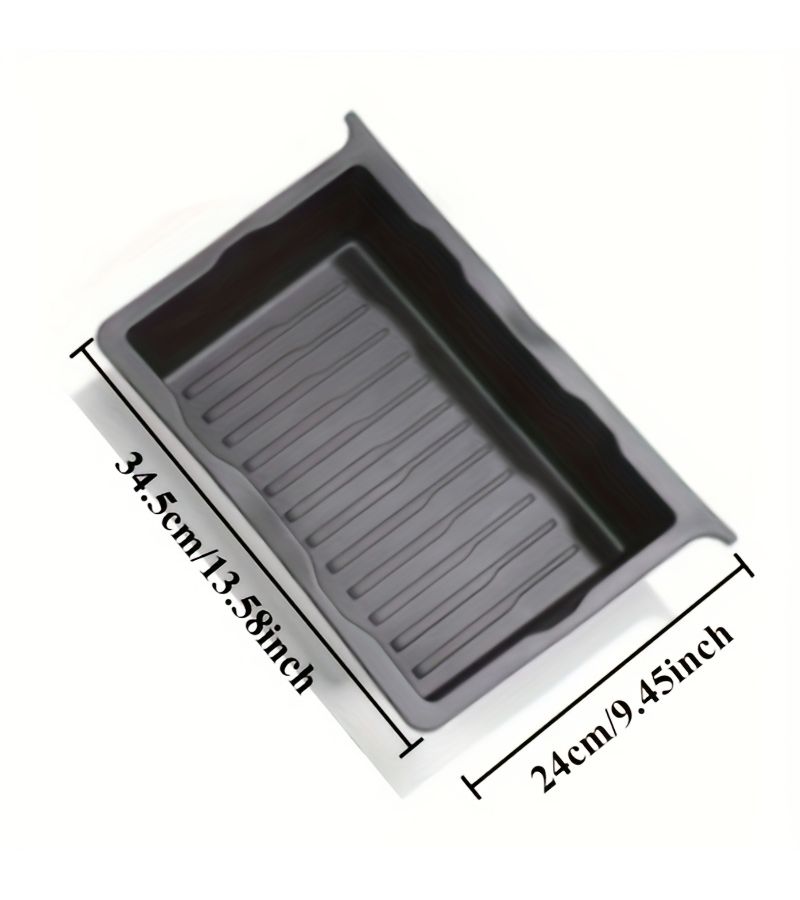 Black Waterproof TPE Under Seat Storage Box Car Organizer Tray - Image 2