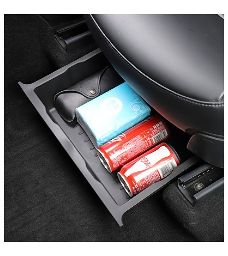 Black Waterproof TPE Under Seat Storage Box Car Organizer Tray - Image 3