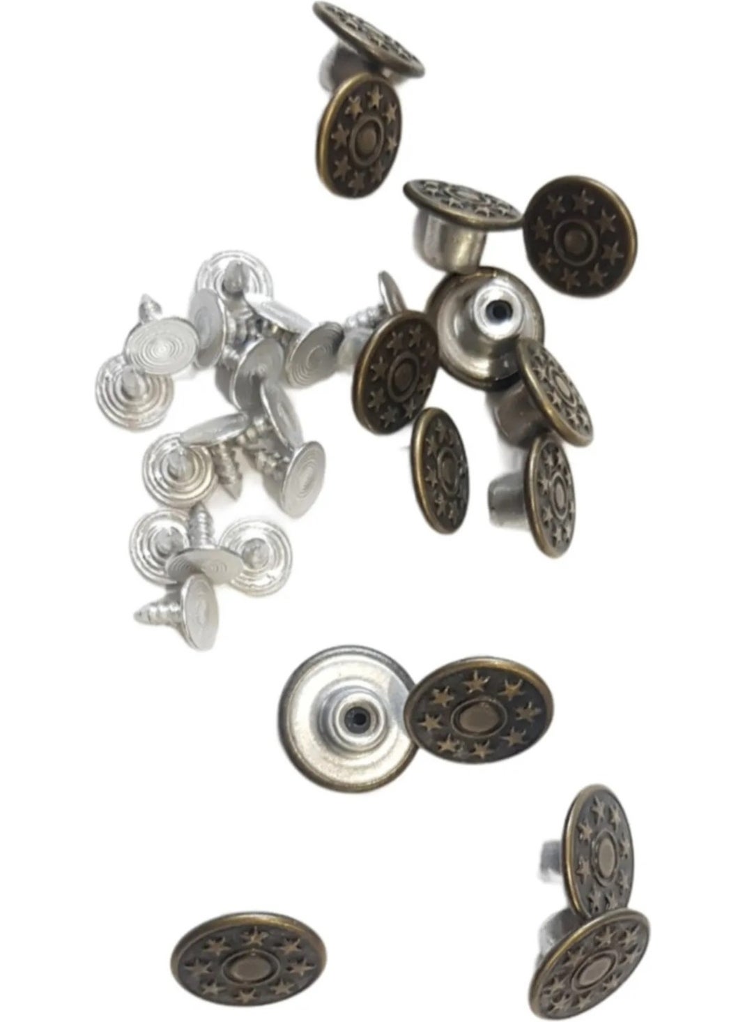Hit Dükkan Hit Shop Large Size 10 Pieces Jeans Buttons, Jean Button Antique Yellow (Bronze) 17MM  - Image 1