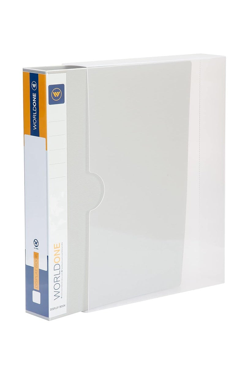 WORLDONE ‎ FC (Foolscap Size) | Presentation Display Book File for Documents | 1.5mm Thick PP Board | Ultra Clear 100 Pockets with Case | Project Folder for School & Offices | Grey (Set of 1) - Image 1