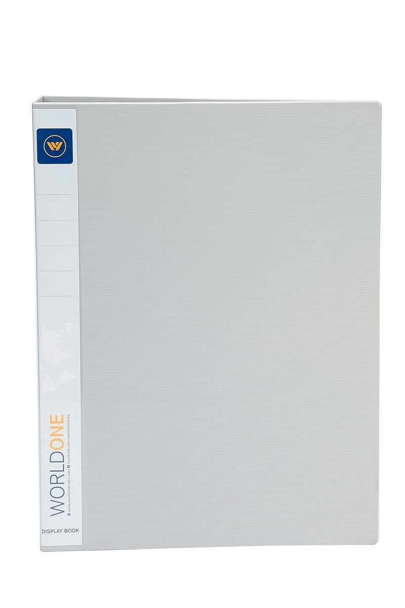 WORLDONE ‎ FC (Foolscap Size) | Presentation Display Book File for Documents | 1.5mm Thick PP Board | Ultra Clear 100 Pockets with Case | Project Folder for School & Offices | Grey (Set of 1) - Image 2