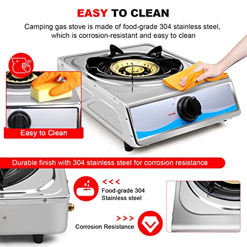 forimo Propane Gas Cooktop，Single Burner Gas Stove Stainless Steel Portable Gas Stove，Auto Ignition Camping Single Burner LPGfor RV, Apartments, Outdoor - Image 4