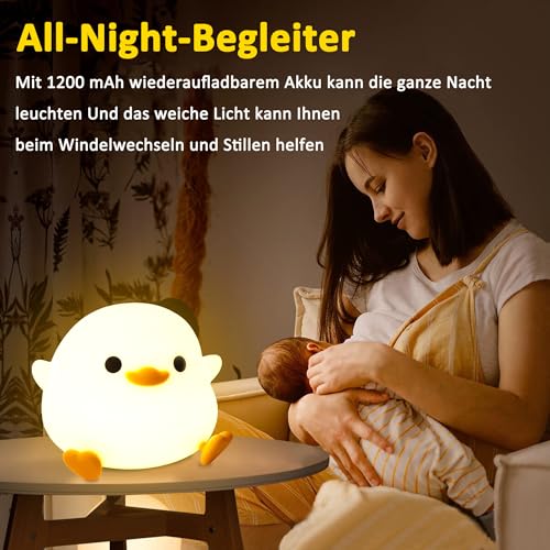 OkiyiD Duck Night Light, Cute Duck Gift for People, Dormitory Decorative Light, ABS+SIL, Touch Control, Portable Rechargeable Dimmable, Best Choice for Gift Giving (DoDo Duck) - Image 4