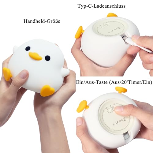 OkiyiD Duck Night Light, Cute Duck Gift for People, Dormitory Decorative Light, ABS+SIL, Touch Control, Portable Rechargeable Dimmable, Best Choice for Gift Giving (DoDo Duck) - Image 5