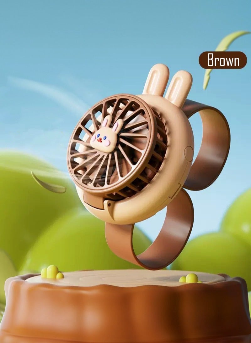 Manhua Children's Rabbit Watch Fan USB Charging Cartoon Mini Fan Gift  - Image 1