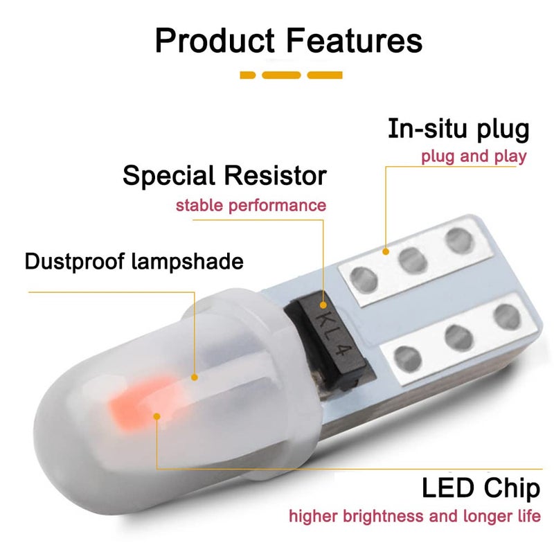 WeiXuan 10pcs Dash Lights PC74 Twist Locket Socket Wedge T5 LED Bulb 37 74 2721,Dashboard Instrument Cluster Bulbs (White) - Image 2