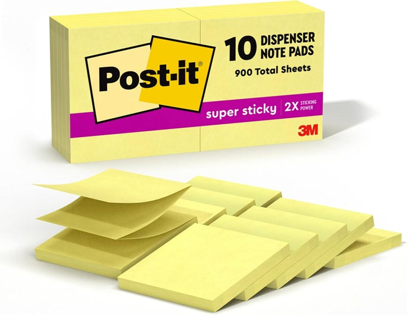 Post-it Super Sticky Pop-up Notes, 3x3 in, 10 Pads, 2x Sticking Power, Canary Yellow - Image 1