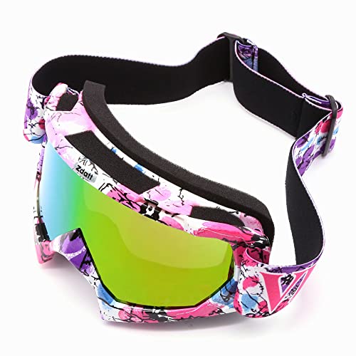 ZDATT Dirt Bike Goggles, ATV Goggles motorcycle goggles, UTV MX OTG Accessories Goggle Glasses & Anti Fog Ski Goggles, Racing Skiing Dirtbike Goggles for Men Women-Camo Pink Frame & Color Lens - Image 2
