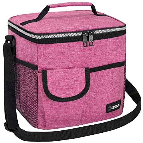 opux Insulated Lunch Bag for Men Women Leakproof Heather Pink Lunch Box for Work Portable Soft Lunch Cooler Bag with Shoulder Strap Adult Lunchbox Lunch Pail for Kid Boy Girl School 18 Can10L