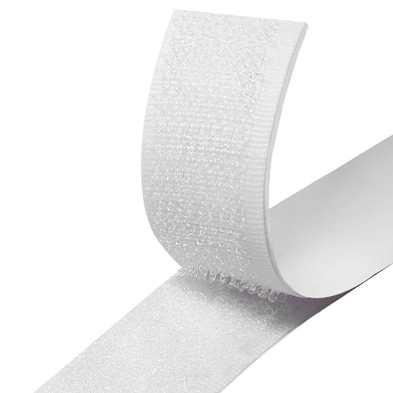 Hoiny Hook and Loop Strip Tape, 8M Self-Adhesive Sticky Back Fastening Tape, 20mm Wide (White) - Image 1