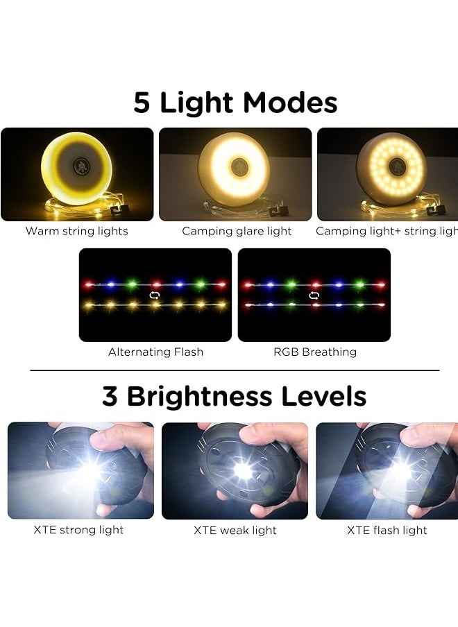 YALONG Camping String Lights, 4 In 1 Outdoor Camping Lantern With 8 Lighting Modes, Quick 30s Recovery, Waterproof, Quick Storagetype-C Fast Charging,Hanging Waterproof Portable LED Lamp for Hiking Outdoor Patio Awning Garden Party Essentials  - Image 3