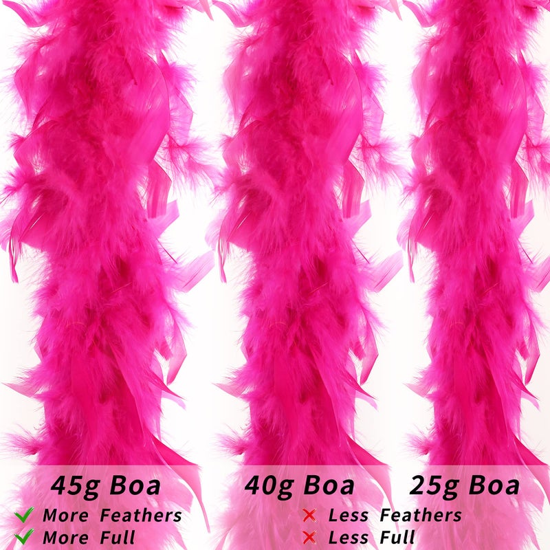 Larryhot Hot Pink Boa Feathers - 45g 2 Yards Boas for Party Bulk,Christmas,Wedding Centerpieces,Concert,Pet and Home Decoration(45g-HotPink) - Image 4
