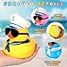 RoundFunny 10 Pcs 5 Inch Large Rubber Ducks with Sunglasses Cruise Rubber Duck Bulk Vibrant Colors Jumbo Squeaky Bath Toy for Summer Baby Shower Birthday Gift Swimming Pool - Image 4