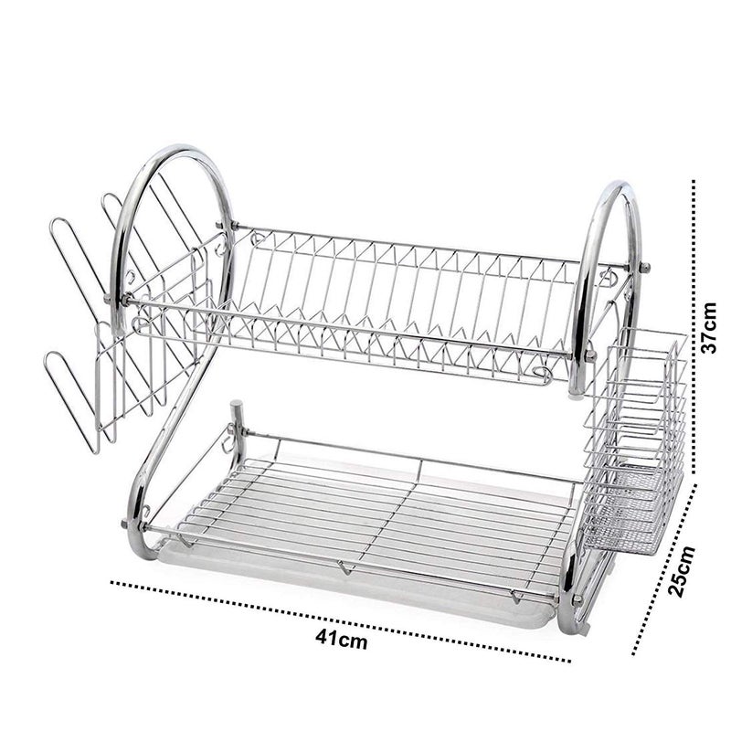 ORIGINAL MART Dish Drainer Rack Crockery Cutlery Plate Holder Glass Utensils Storage OrganizerStainless Steel41x25x37CM - Image 2