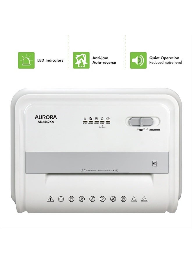 AURORA Heavy Duty Anti-Jam 24-Sheet Crosscut Shredder/40 Min Run Time/ 7-Gallon Pullout Basket, White/Grey - Image 5