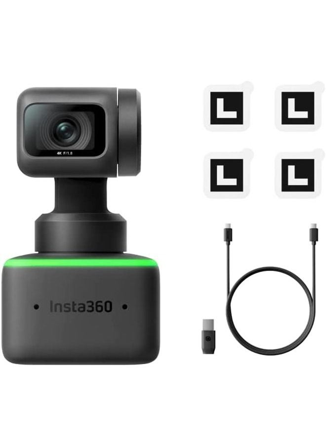 Insta360 - Link AI Powered 4K Webcam with Dual Microphones, Gesture Control, HDR, AI Tracking, Deskview and Streamer Mode Built in Privacy Protection - Image 1