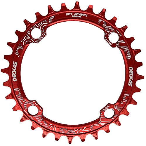 DECKAS Round Oval Chainring 104BCD 32T 34T 36T 38T Narrow Wide Chainring for 6 7 8 9 10 11 12 Speed Chains Round Red 32T
