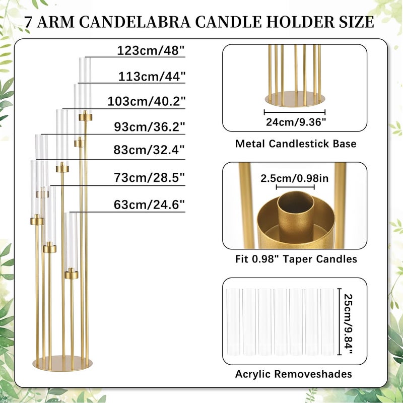 VINCIGANT 4Sets Floor Candelabra Tall 7 Arm Centerpieces for Wedding, 48" Tall Metal Candlestick Holders with Acrylic Lampshade for Home Party Decor Fit LED Taper Candles candelabros para centros de mesa - Image 4