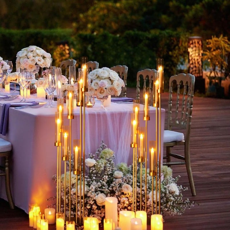 VINCIGANT 4Sets Floor Candelabra Tall 7 Arm Centerpieces for Wedding, 48" Tall Metal Candlestick Holders with Acrylic Lampshade for Home Party Decor Fit LED Taper Candles candelabros para centros de mesa - Image 2