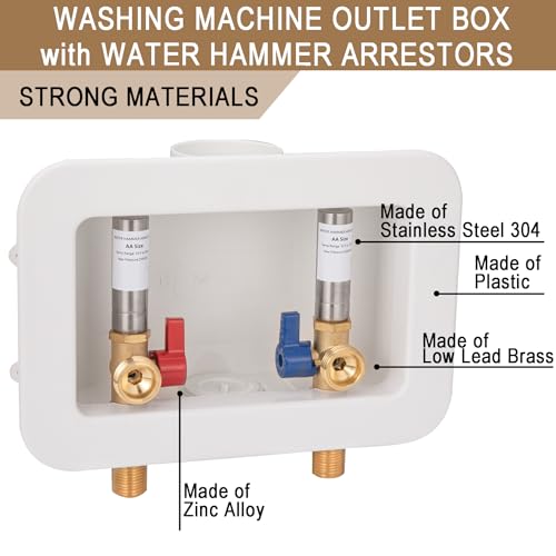 Lingmfg [1 Piece] Lingmfg Washing Machine Outlet Box Sweat Thread with Hammer Arrestors and 2 inch Central Drain, 1/2 inch Thread, 1/2 inch Copper Sweat, Connection 3/4 inch Washing Machine Hoses - Image 4