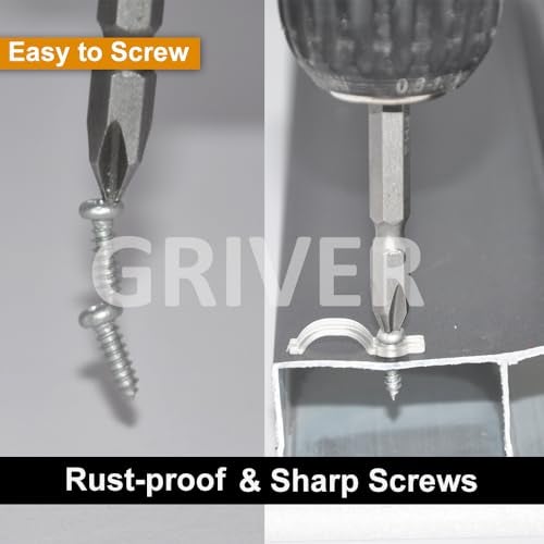 GRIVER 100 Pack Strip Light Mounting Brackets,Fixing Clips,One-Side Fixing,100 Screws Included (Ideal for 10mm Wide Waterproof Strip Lights) - Image 5