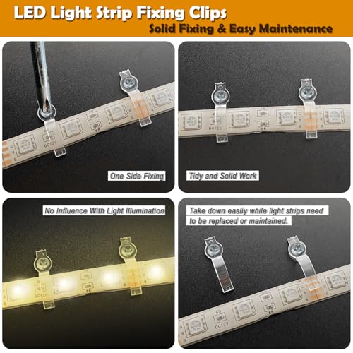 GRIVER 100 Pack Strip Light Mounting Brackets,Fixing Clips,One-Side Fixing,100 Screws Included (Ideal for 10mm Wide Waterproof Strip Lights) - Image 4