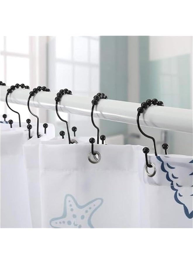 HOOKOR Shower Curtain Hooks, Shower Curtain Rings, Stainless Steel Black Shower Curtain Hooks, Shower Curtain Rings Rust Proof, Free Sliding Double Shower Hooks for Shower Curtain & Liners  - Image 2