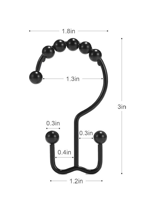 HOOKOR Shower Curtain Hooks, Shower Curtain Rings, Stainless Steel Black Shower Curtain Hooks, Shower Curtain Rings Rust Proof, Free Sliding Double Shower Hooks for Shower Curtain & Liners  - Image 3