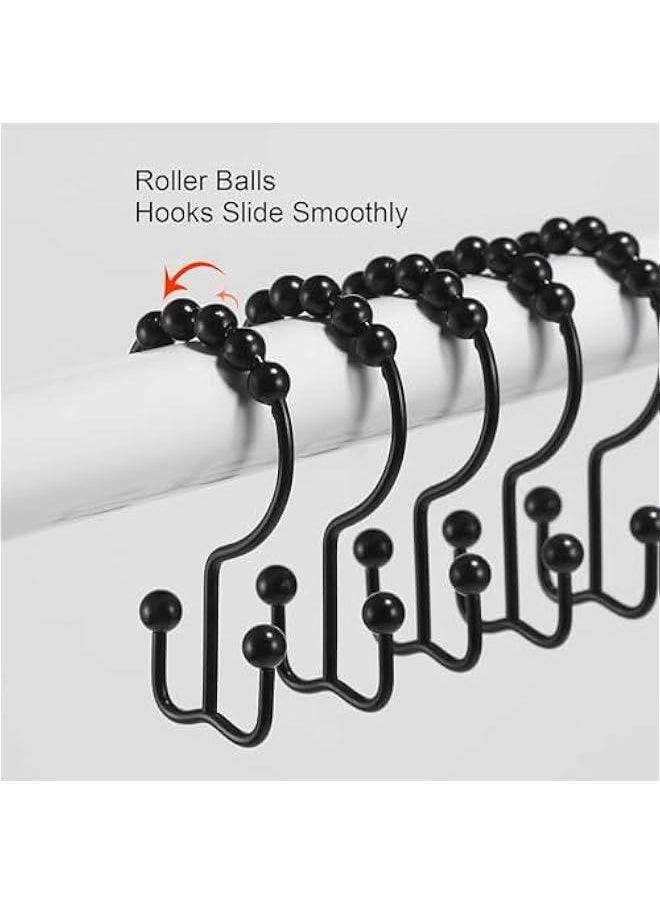 HOOKOR Shower Curtain Hooks, Shower Curtain Rings, Stainless Steel Black Shower Curtain Hooks, Shower Curtain Rings Rust Proof, Free Sliding Double Shower Hooks for Shower Curtain & Liners  - Image 5