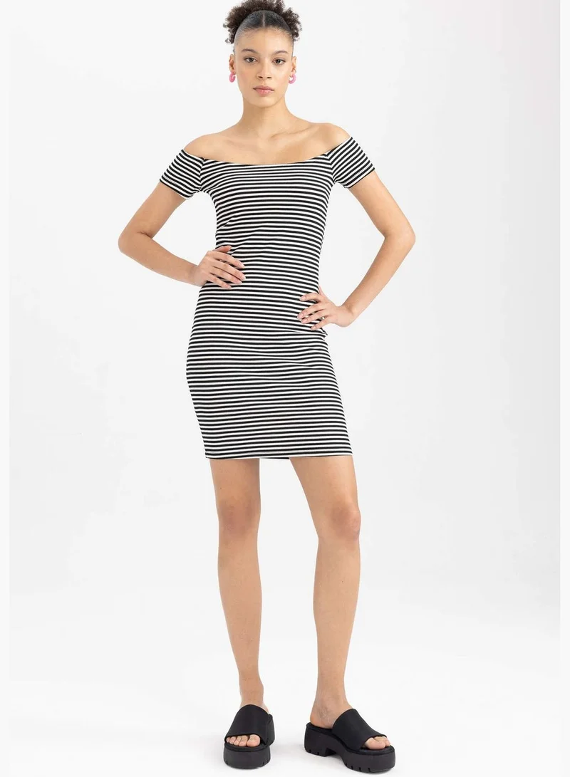 DeFacto Woman Boat Neck Short Sleeve Knitted Dress