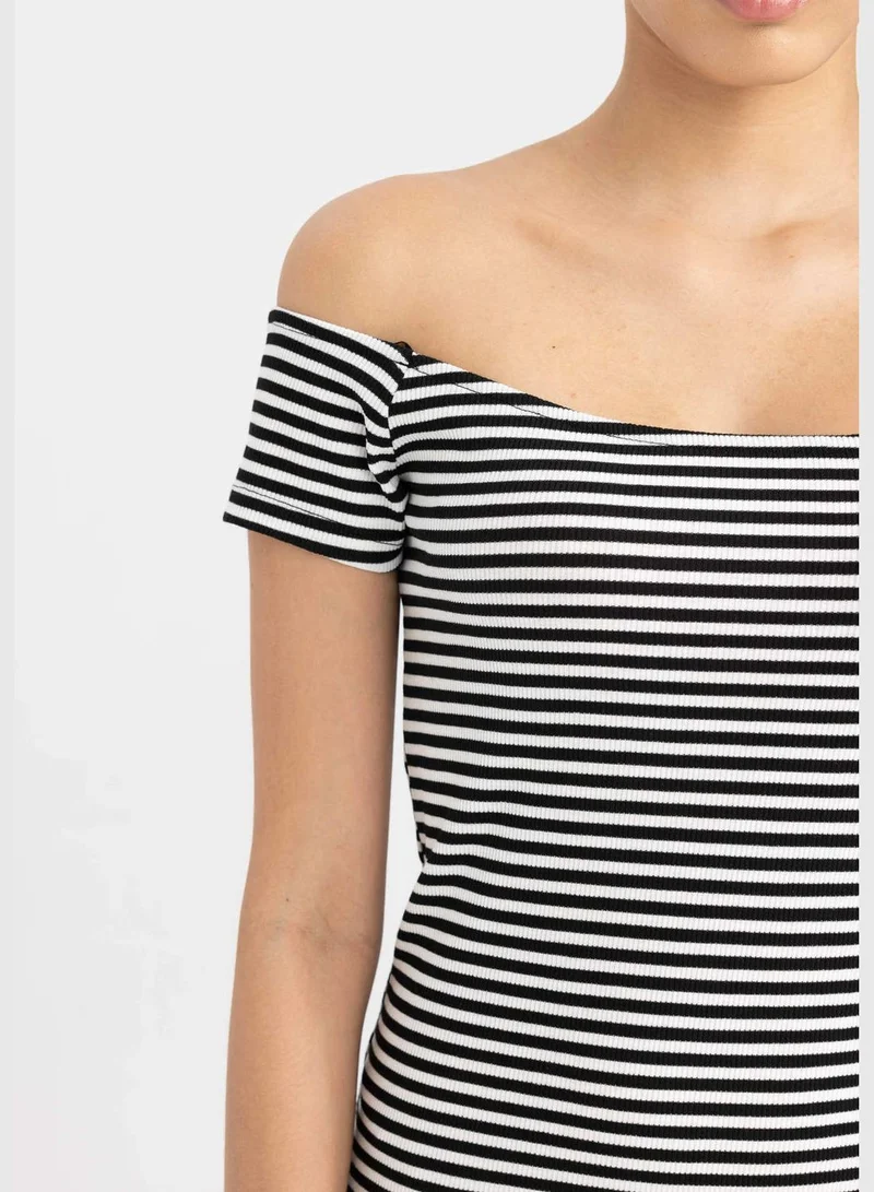 DeFacto Woman Boat Neck Short Sleeve Knitted Dress