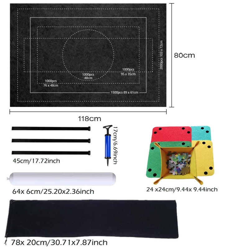BangShou Jigsaw Mat, Puzzle Roll Mat, Portable Jigroll up to 2000 Pieces Jigsaw Board, Foldable Puzzle Saver Storage Felt Pad with inflatable Pump - Image 2