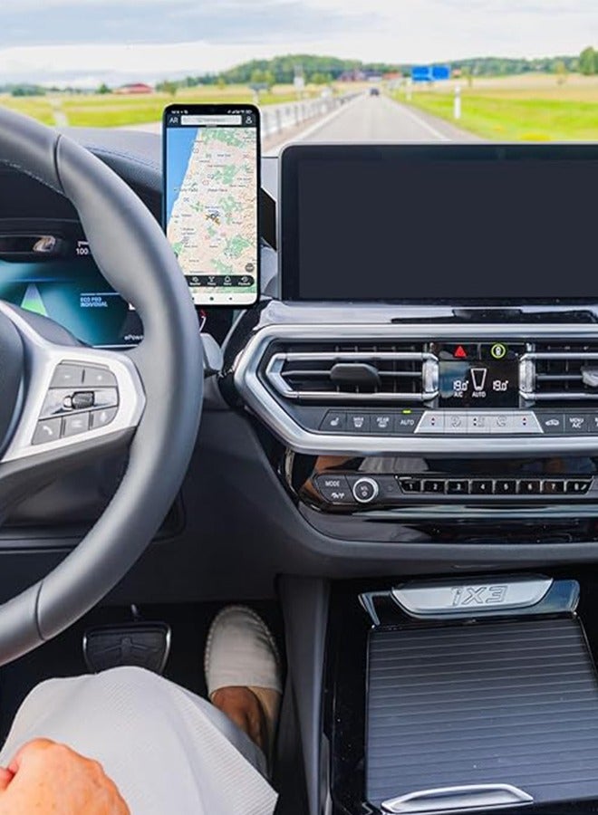 Alyashmac Laptop Phone Holder Magnetic Phone Holder For Laptop Ultra-Thin Portable Adjustable Phone Monitor Side Holder Foldable Silver Computer Extension Holder For Smartphones - Image 4