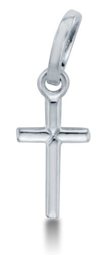 Sonia Jewels Solid 14K White Gold Traditional Classic Small TINY Cross Pendant Charm (Height = 1/2" , Width = 1/4") - Jewelry Gifts For Women Wife Mom Gifts For Men Husband Dad - Image 1