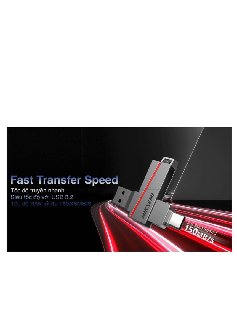 HIKSEMI Flash drive with Type-C port,  USB 3.2 64 GB storage capacity, silver  - Image 2