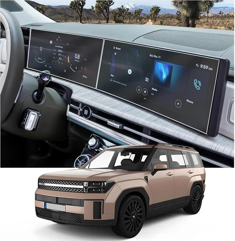 2024 Hyundai Santa Fe 12.3 Inch GPS Navigation And Dashboard Tempered Glass Screen Protector - Image 2