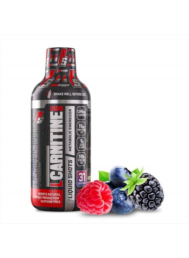 ProSupps L-Carnitine Liquid 1500, Stimulant-Free Liquid Shots for Men & Women - Clean Workout Drink for Energy, Performance & Muscle Recovery - No Sugar, No Carbs - 31 Servings, Berry - Image 1