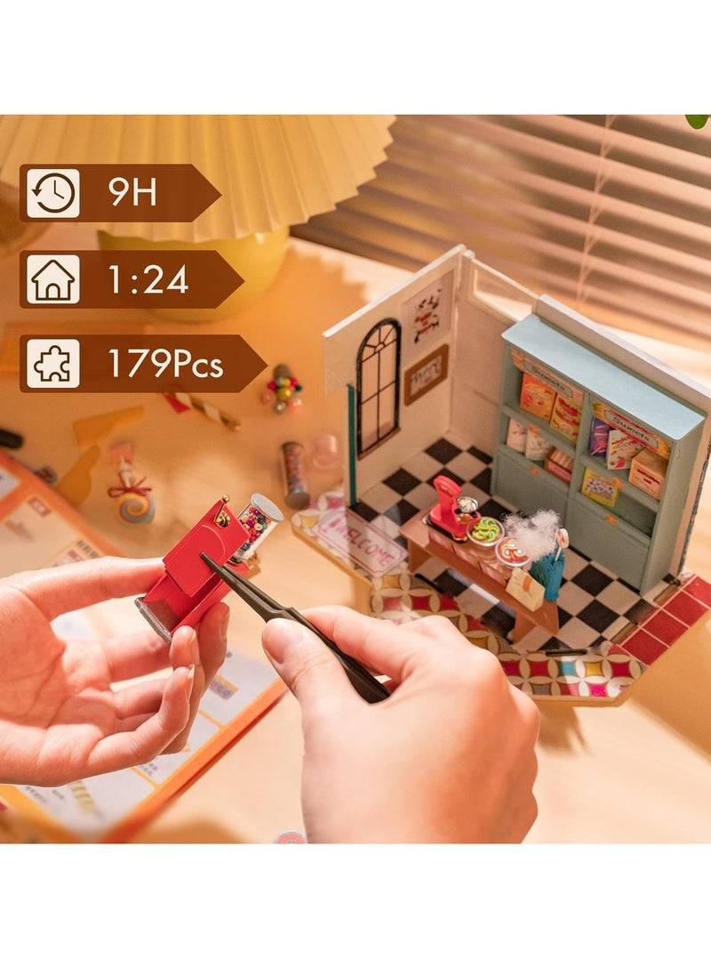 Robotime ROBOTIME Rolife Rainbow Candy House DIY Miniature House DG158, Assembly Brain Teaser 3D Wooden Puzzle DIY Build Model Crafts Kits, Unique Gifts and Home Decor for Teens or Adults  - Image 2