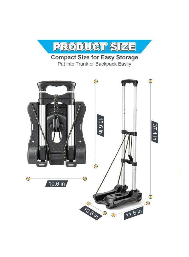 Vsaikeo Small Folding Hand Truck Dolly with 2 Wheels, Lightweight Aluminum Foldable Luggage Cart, Collapsible Cart Portable Dolly for Airport Travel Moving Use - Image 2