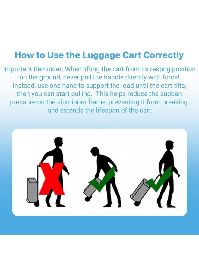 Vsaikeo Small Folding Hand Truck Dolly with 2 Wheels, Lightweight Aluminum Foldable Luggage Cart, Collapsible Cart Portable Dolly for Airport Travel Moving Use - Image 5